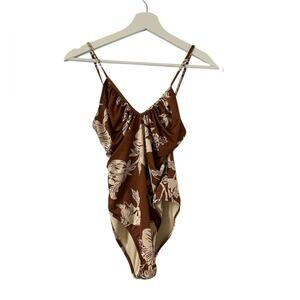 Bec & Bridge Brown Floral One Piece Swimsuit size 4